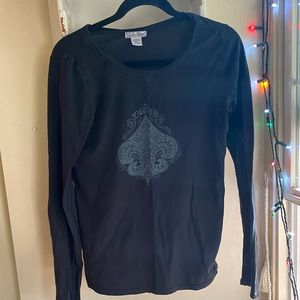 lucky brand jeans dark grey logo thin long sleeve